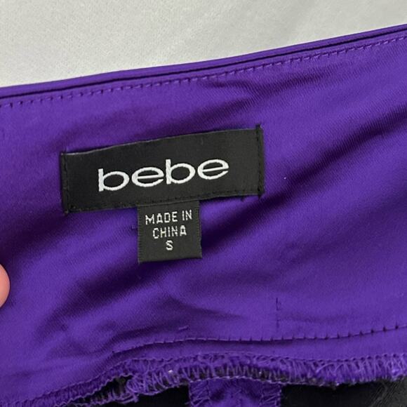 Bebe Dark Purple Satin Convertible Strapless Pencil Dress Womens Size Small - Picture 6 of 7